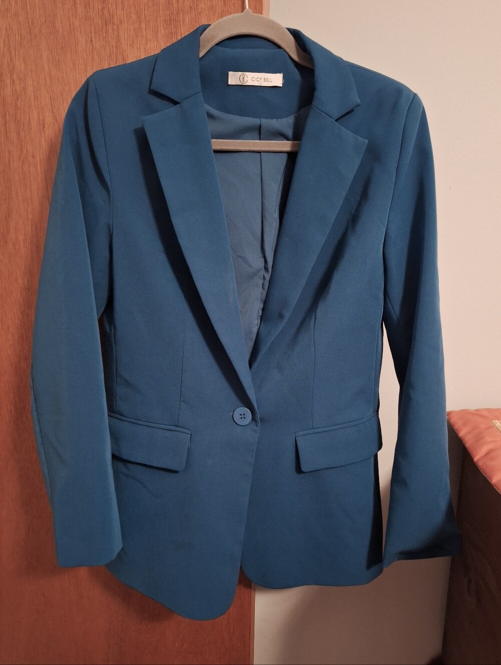 Cicy Bell Teal Lined & Single-Button Casual Blazer Women's Size Medium